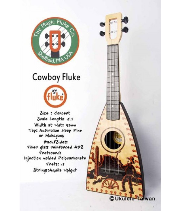 【台灣烏克麗麗 專門店】Fluke 瘋狂跳蚤全面侵台! Cowboy Fluke ukulele 23吋 美國原廠製造 (附琴袋+調音器+教材)